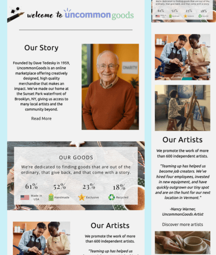 Recreated a Newsletter Email from UncommonGoods -Email Marketing
